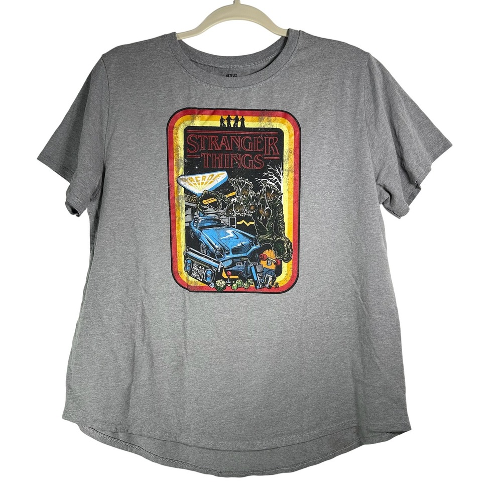 Netflix Stranger Things Graphic T-Shirt Gray 3X Retro 80s Arcade Car